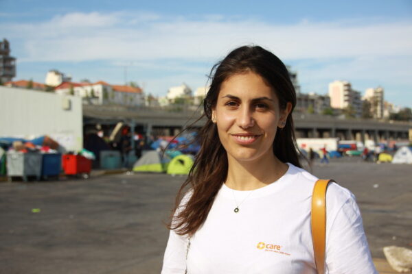 Alexandra Zavvos, 26, has been working for CAREs partner organisation Solidarity Now for the past two and a half years. Our work has changed a lot over the past months. At some point, 10,000 people passed the border every day. We were used to waving people good bye and wishing them a good journey. Now we need to support people who have been stranded here, not a transit population." The picture was taken in an informal refugee camp at Piraeus Port, Athens. (Photo: CARE/Johanna Mitscherlich)